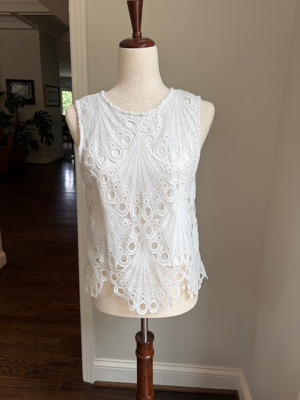 Lace Tank Top White Medium - a statement piece by Blue Tassel at Anthropologie